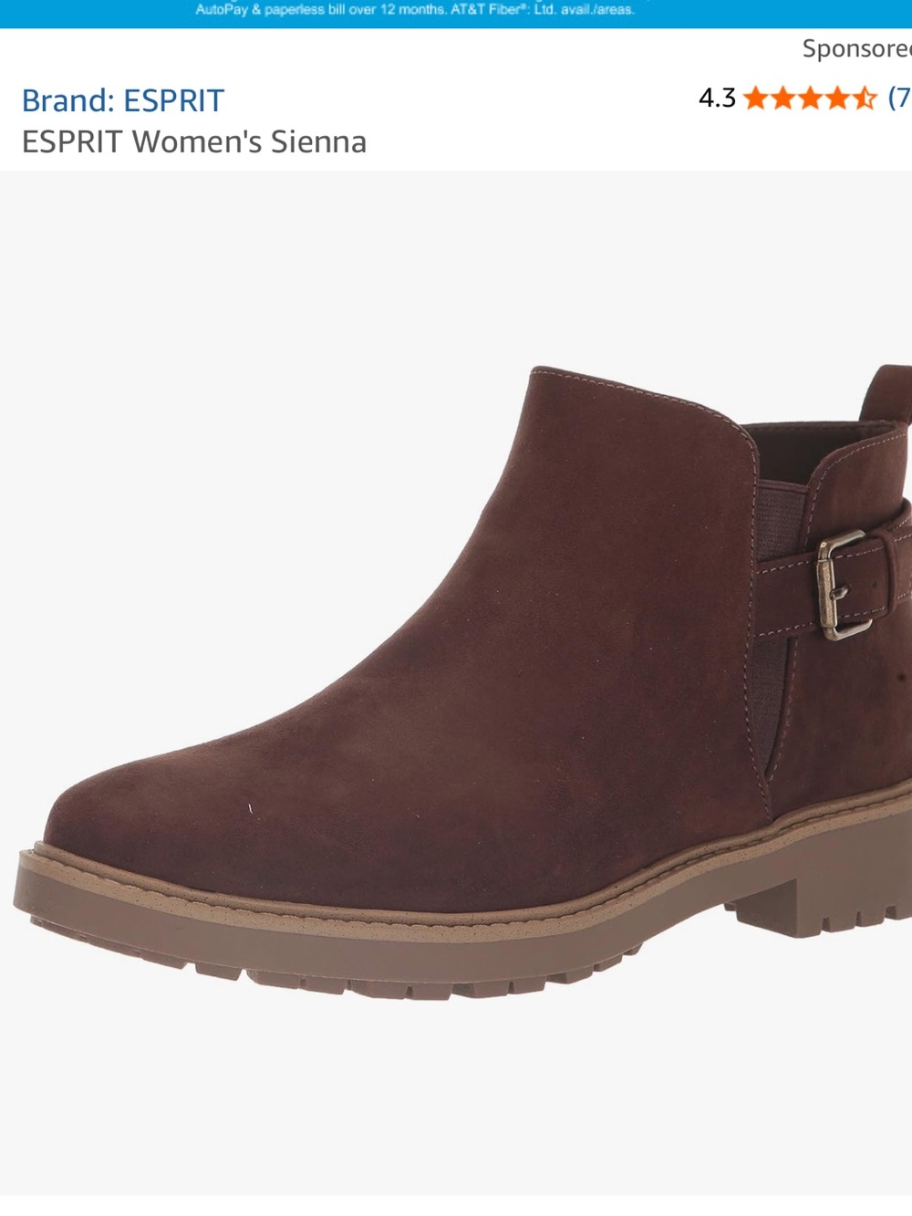 Esprit Brown Suede Ankle Boot with Buckle